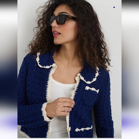 Alex Mill Molly Hand- Crochet Cardigan Size Medium NWOT - Picture 3 of 16